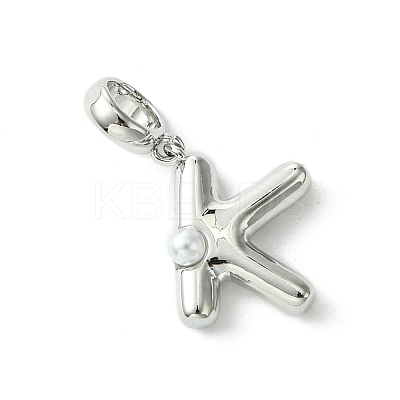 Rack Plating Brass with ABS Plastic Pearl European Dangle Charms KK-G501-02K-P-1