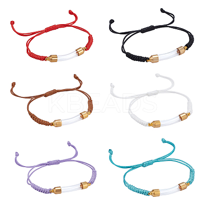 6 Colors Nylon Thread Braided Bead Bracelets BJEW-PH01865-1