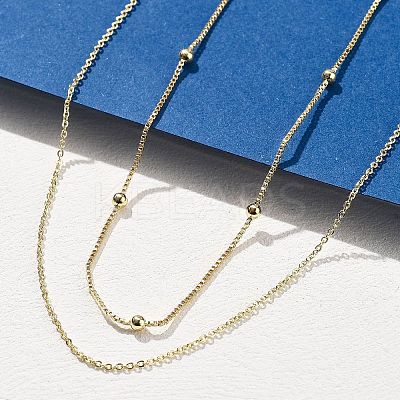 Brass Double Layer Necklaces NJEW-D302-52G-1