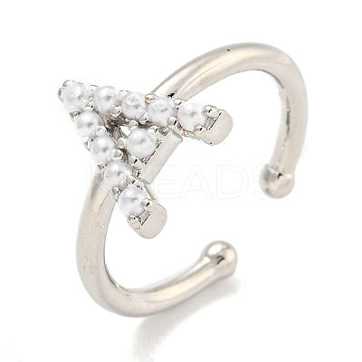 Rack Plating Brass Open Cuff Rings for Women RJEW-F162-01P-A-1