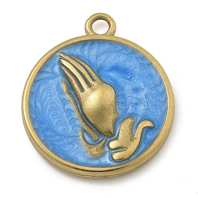 304 Stainless Steel Enamel Pendants STAS-M084-09G-01-1