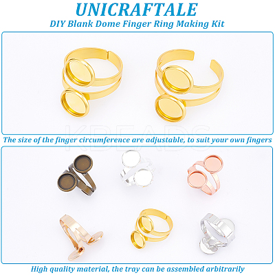 DIY Blank Dome Finger Ring Making Kit DIY-UN0004-12B-1