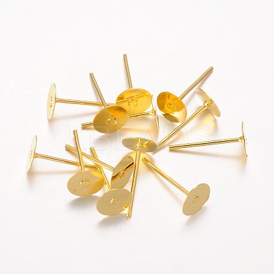Golden Plated Iron Flat Base Ear Stud Findings X-E013-G-1