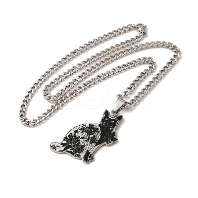 201 Stainless Steel Enamel Pendant Necklaces NJEW-P293-03P-1