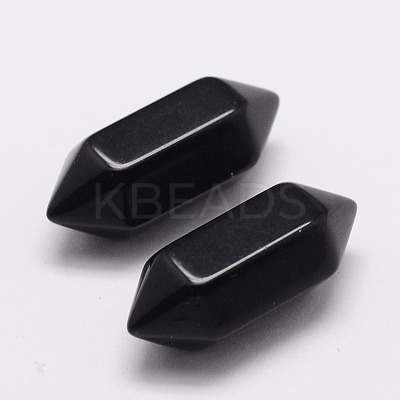 Faceted No Hole Natural Black Obsidian Healing Stones G-K034-20mm-02-1