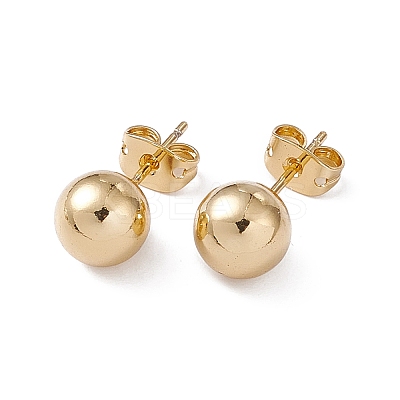 Rack Plating Brass Round Ball Stud Earrings for Women EJEW-F294-08D-G-1