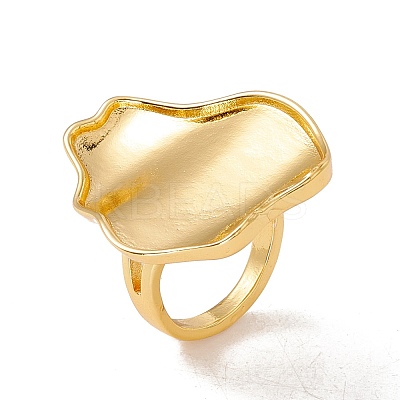 Flower Brass Open Cuff Finger Ring Enamel Settings KK-G428-04G-1