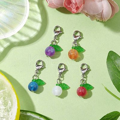 Round Resin Imitation Cat Eye Pendant Decortion HJEW-JM01986-02-1