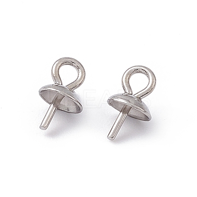 304 Stainless Steel Cup Pearl Peg Bails Pin Pendants STAS-E030-4-1