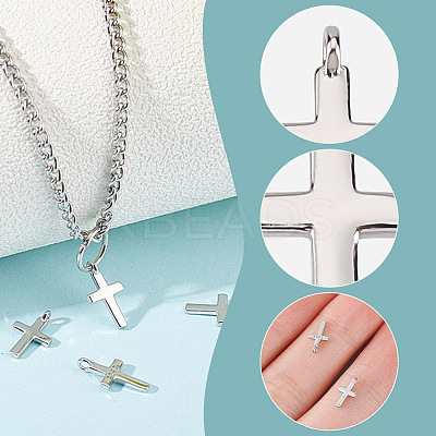 4Pcs Rhodium Plated 925 Sterling Silver Cross Charms FIND-GO0002-62A-1