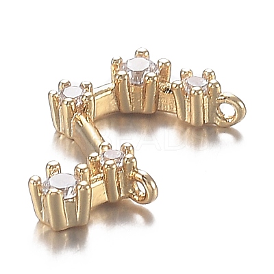 Brass Micro Clear Cubic Zirconia Pendants ZIRC-F120-019G-04-1