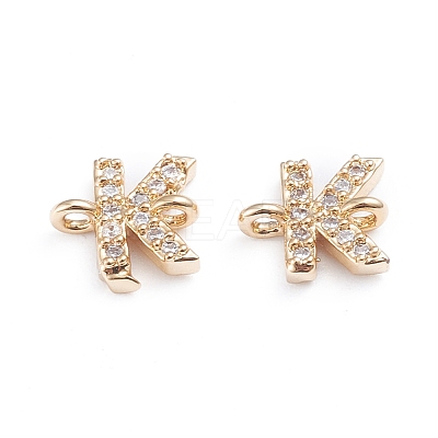 Brass Micro Pave Cubic Zirconia Letter Links X-ZIRC-I042-16G-K-1