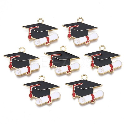 Rack Plating Alloy Enamel Pendants X-ENAM-N055-064-1