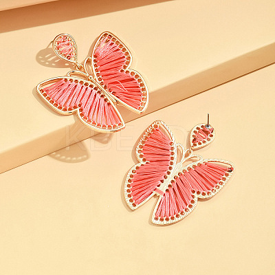Bohemia Style Alloy & Cotton Dangle Stud Earrings FS-WG7AD97-01-1