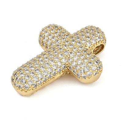 Brass Micro Pave Clear Cubic Zirconia Beads KK-S392-01G-1