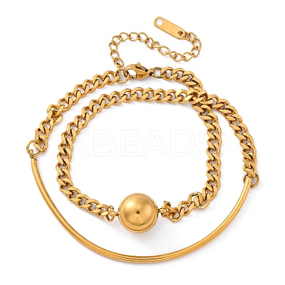 304 Stainless Steel Curb Chain Wrap Bracelets for Women BJEW-A036-12G-1