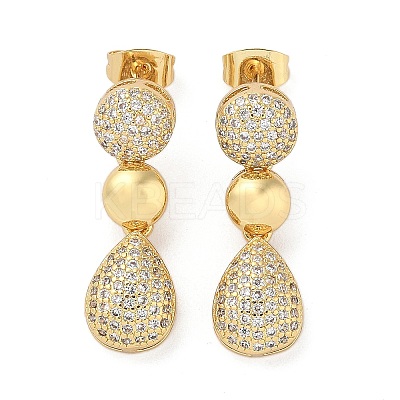 Brass Micro Pave Cubic Zirconia Dangle Stud Earrings EJEW-P252-06B-G-1