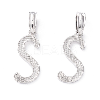 Rack Plating Eco-Friendly Brass Letter Pendants KK-K265-02P-S-1