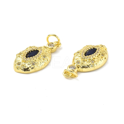 Brass Micro Pave Clear Cubic Zirconia Pendants KK-E068-VF330-1