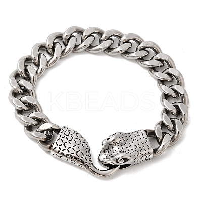 304 Stainless Steel Cuban Link Chains Bracelets for Unisex BJEW-A092-03P-1