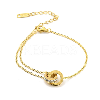 Crystal Rhinestone Interlocking Rings Link Bracelets BJEW-D030-15G-1