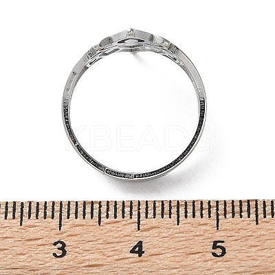 Non-Tarnish 304 Stainless Steel Hollow Out Flower Adjustable Ring LS-RJEW-T027-03P-1