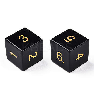 Metal Enlaced Natural Obsidian Polyhedral Dice Set G-T122-75E-1