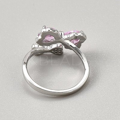 Brass Micro Pave Cubic Zirconia Cuff Rings for Women RJEW-WH0002-40B-1