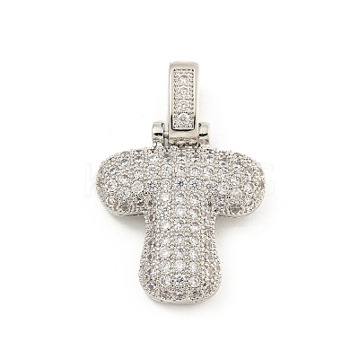 Brass Micro Pave Clear Cubic Zirconia Pendants KK-B099-01P-T-1