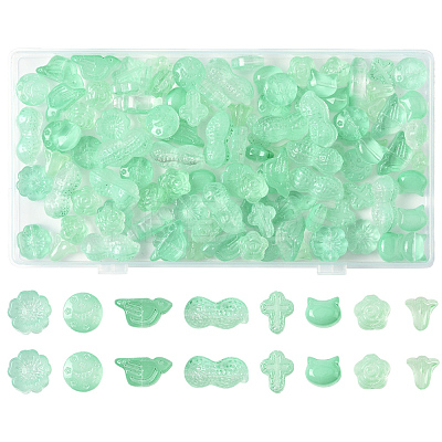 120Pcs 8 Styles Spray Painted Transparent Glass Beads GLAA-FS0002-22-1