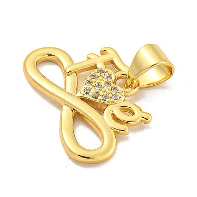 Rack Plating Brass Micro Pave Clear Cubic Zirconia Pendants KK-B091-49G-01-1