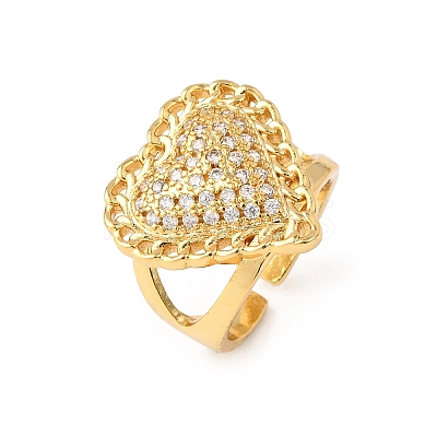 Adjustable Brass Micro Pave Cubic Zirconia Cuff Rings for Women RJEW-B139-08G-01-1