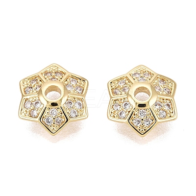 Brass Micro Pave Clear Cubic Zirconia Bead Caps KK-Q071-13G-02-1