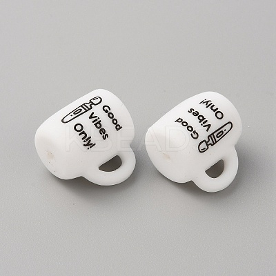 Cup with Word Ggood Vibes Only Silicone Beads LS-SIL-WH0006-18B-1