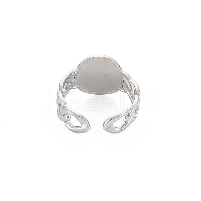 Non-Tarnish 304 Stainless Steel Flat Round with Heart Open Cuff Ring for Women RJEW-S405-230P-1