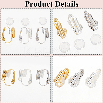 24Pcs 3 Colors Brass Clip-on Earring Converters Findings KK-SP0001-15-1