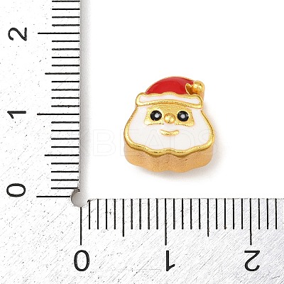 Christams Brass Enamel European Beads KK-F922-03A-G-1