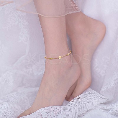 Stainless Steel Daisy Flowers Ankle with Box Chains for Women JA196B-1