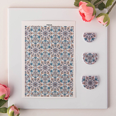 Flower Pattern Ceramics Clay Water Transfer Paper PW-WG52862-03-1