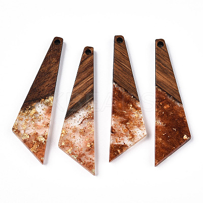 Transparent Resin & Walnut Wood Pendants RESI-N039-70D-1
