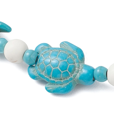 Starfish & Turtle Synthetic Turquoise Beads Stretch Bracelets for Women BJEW-JB12129-02-1