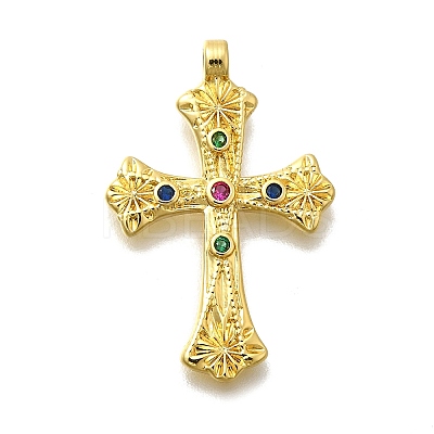 Brass Micro Pave Cubic Zirconia Pendants KK-D339-06G-1