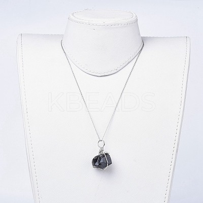 Natural Tourmaline Pendant Necklaces NJEW-JN02424-1