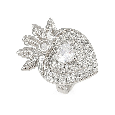 Brass Micro Pave Clear Cubic Zirconia Cuff Rings RJEW-P155-04A-P-1