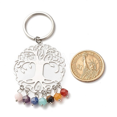 201 Stainless Steel Filigree Pendants Keychains KEYC-JKC00293-1