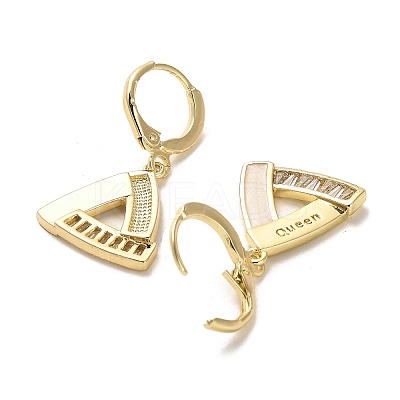 Brass Micro Pave Cubic Zirconia Dangle Leverback Earrings KK-K355-25G-1