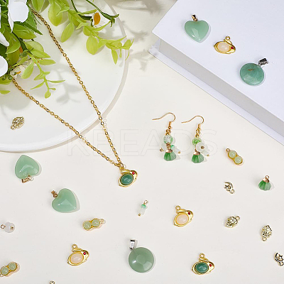 30Pcs 10 Styles Alloy with Glass Imitation Jade Pendants FIND-SC0019-80-1