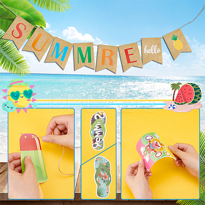 5 Bags 5 Style Summer Birthday Theme Paper Hanging Decorations & Flag Banners HJEW-GA0001-46-1