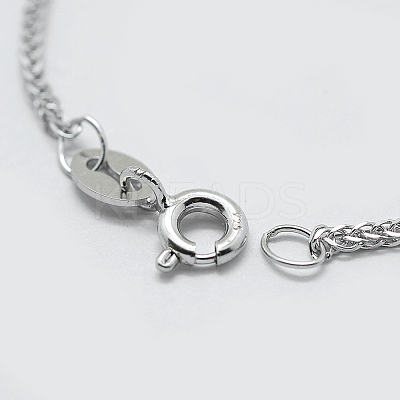 Anti-Tarnish Rhodium Plated 925 Sterling Silver Chain Necklaces STER-F039-50cm-16P-1