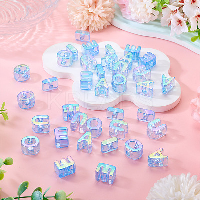 50Pcs 5 Styles UV Plating Rainbow Iridescent Acrylic Beads OACR-TA0004-93B-1